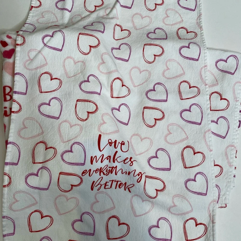 Valentine's 'Be Mine' Heart Tea Towels - Red, Pink, Purple